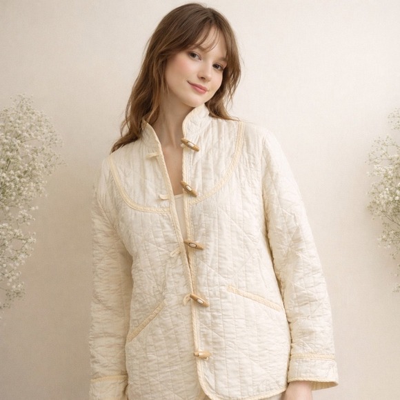 Doen Jackets & Blazers - Doen Parker Quilted Jacket Women's S Barn Toggle Closure Mandarin Collar Cream
